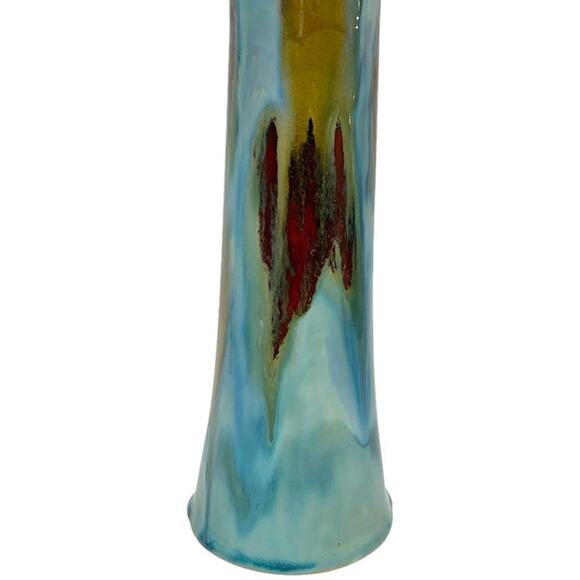 Pedestal Ceramic Candle Holder 14" Tall Pier 1 Blue Green Brown - Picture 6 of 7